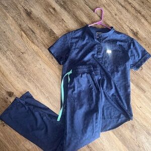 Easy Stretch Navy Blue Scrubs - cheetah